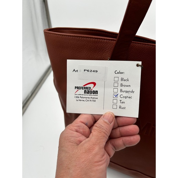 Bellino Leather Tote Women Cognac Top Grain Large Shopper Bag Laptop/Work Tote - Picture 5 of 9